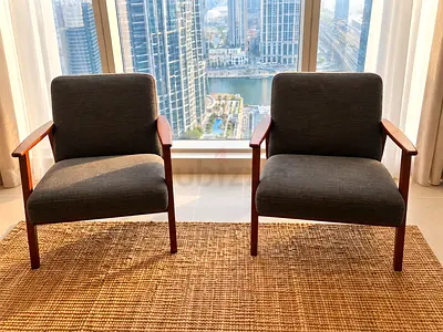 Set of 2 Stylish Wooden Armchairs