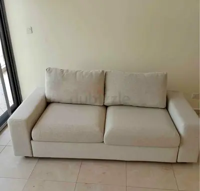 Comfortable 2-Seater Beige Fabric Sofa bed