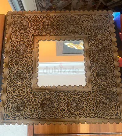 Decorative Square Wall Mirror with Arabic/Oriental Carved Frame