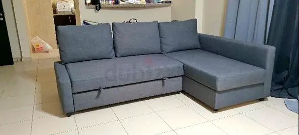IKEA L shap Sofa store cum bed you can fix the storage lift or Right any side you want is available