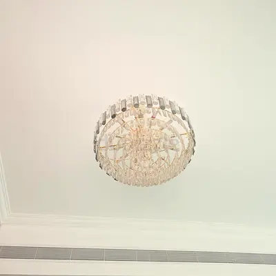 Crystal chandelier ceiling light - modern round flush mount