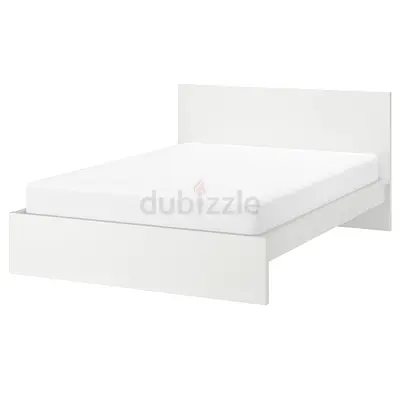 White platform bed frame with headboard - brand new IKEA 160*200 with Mattress