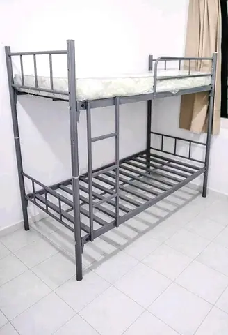 Sturdy Metal Bunk Bed Frame with Ladder — Good Condition