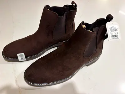 Brown Suede Chelsea Boots - New with Tags, Size EU 45 USA 12 UK 11