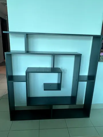 Modern geometric wall/display shelving unit - dark grey finish