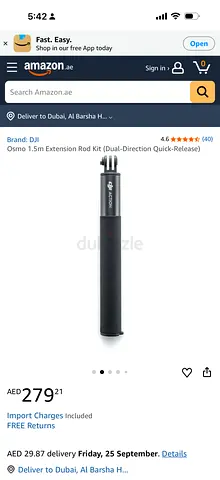 Dji stick 1.5 meter with stand for dji action camera which the new one is 279 on Amazon