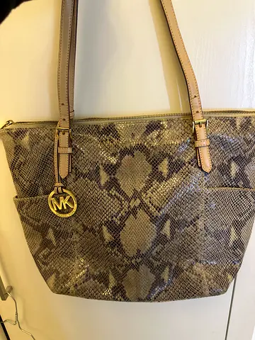 Michael Kors large snakeskin tote bag - beige/neutral