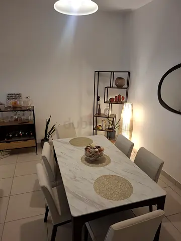 Marble-look 6-seater Dining Table with Chairs - Modern Set