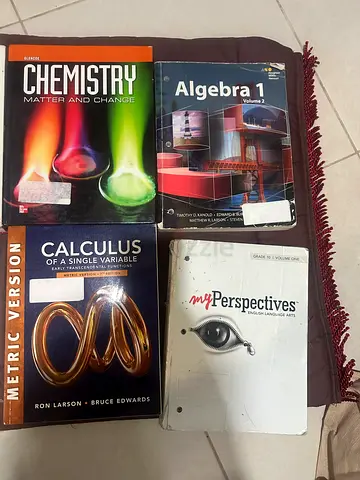Set of 4 College Textbooks: Algebra 1, Chemistry, Calculus, MyPerspectives