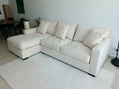 Looks like new condition crate&barrel beige color lshape sofa