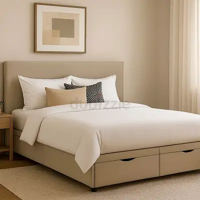 Modern Upholstered Bed Frame with Storage Drawers