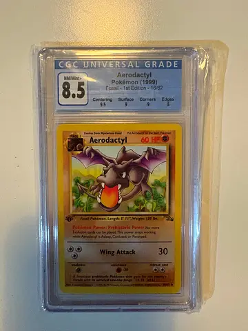 Graded 1999 Aerodactyl Pokémon Card - CGC 8.5 Rare Holo