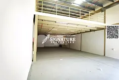 Warehouse for rent size 1,734 Ground 1,206 Mezzanine 3 phase electricity in ajman industrial area