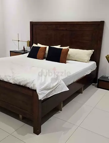 Solid Wood King Size Bed with side table and drawer and orthopedic mattresses