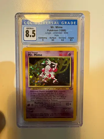 Graded 1999 Mr. Mime Jungle 1st Edition Pokémon Card — CGC 8.5