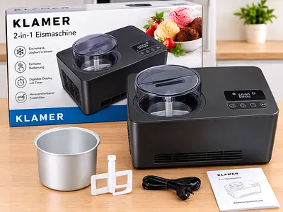 Klamer 2-in-1 Ice Cream Maker — Compact Frozen Dessert Machine