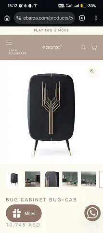 Modern Bug Cabinet - Black Upholstered Curio Cabinet with Gold Inlay