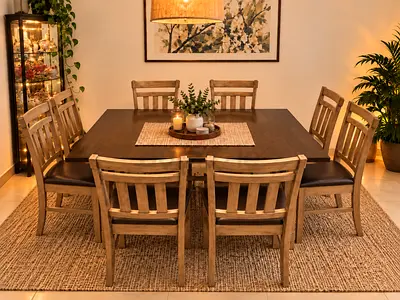 Extendable Dining Table with 8 Chairs