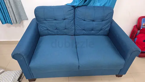 Blue 2-Seater Sofa - Compact, Good Condition