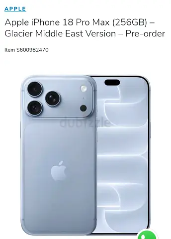 Iphone 18 pro max 256gb Glacier color