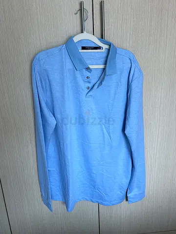 Lawrence Grey Men's Long-Sleeve Polo Shirt in Sky Blue XL