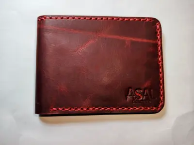 ASAL Leather WaxPullUp Bifold Wallet in Maroon