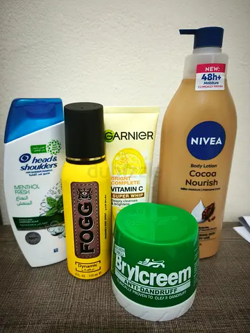 cream, lotion, shampoo, deodorant & face wash.