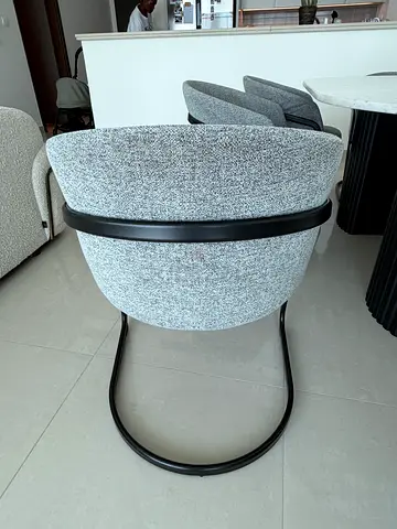 6 Modern grey fabric accent chairs with black metal frame from 2XL