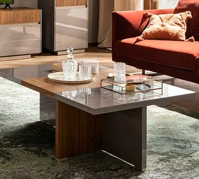 Modern coffee table with wood and glossy finish in Dubai | Interiors