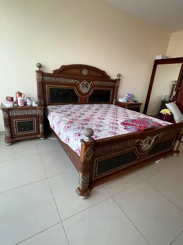 MOVING MUST SELL Classic Wooden Bedroom Set with Carved Details