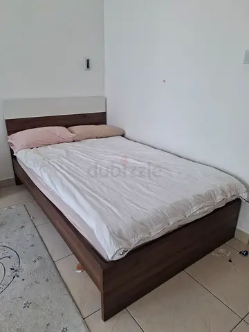 Wooden Double Bed Frame with Headboard - Good Condition