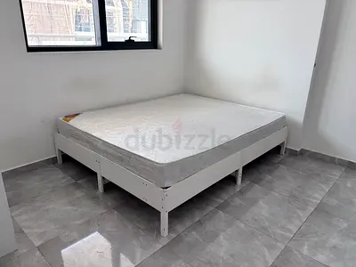 Modern White Bed Frame with Mattress