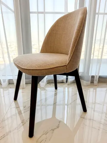 4 Beige Upholstered Dining/Accent Chair with Dark Wood Legs