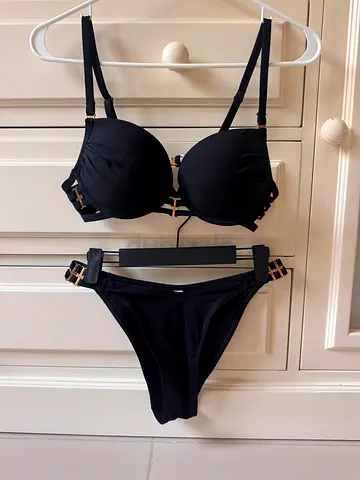 New Yorker Black Three-Piece Bikini Set - Size S