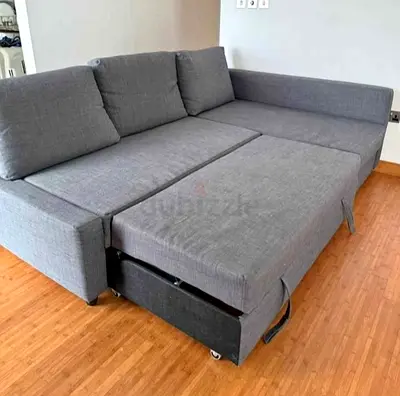 IKEA L shap Sofa store cum bed you can fix the storage lift or Right any side you want is available