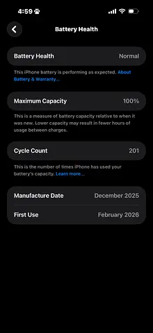 Apple iPhone with 100% Battery Capacity