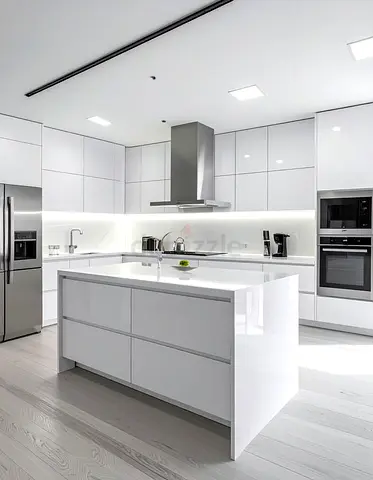 Modern white kitchen island