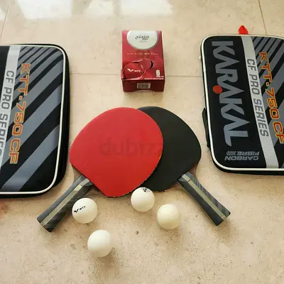 Pair of Table Tennis Paddles with Cases and 4 Balls