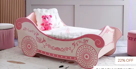 Pink Princess Car Toddler Bed - Good Condition