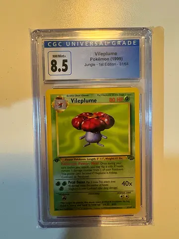 Graded 1999 Jungle Vileplume Pokemon Card - CGC 8.5 Near Mint
