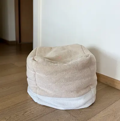Beige Fabric Pouf / Ottoman - ideal foot rest