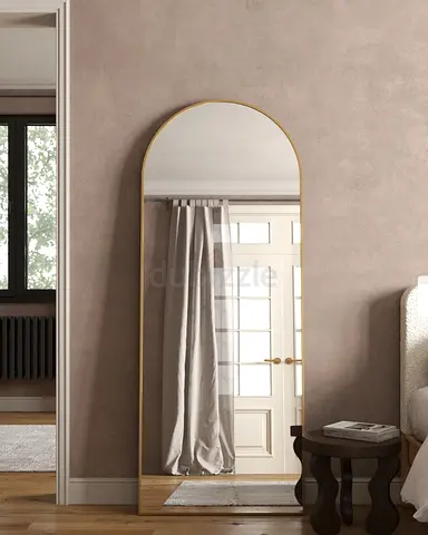 Full-Length Arched Wall Mirror with Gold Frame - 180cm