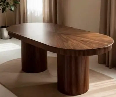 Solid Wood Oval Dining Table — Seats 6-8, Modern Design