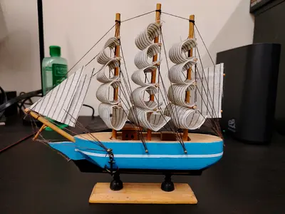 Handmade Wooden Tall Ship Model - Decorative Collectible