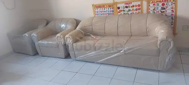 Beige 3-piece sofa set (3-seater + 2 armchairs) in good quality