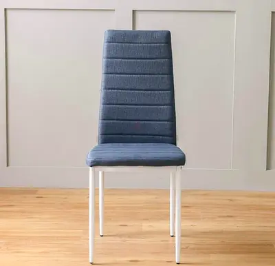 Set of 4 Modern Grey Fabric Dining Chairs with Metal Legs