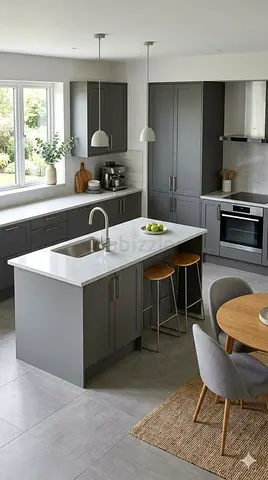 Modern Grey Kitchen Island