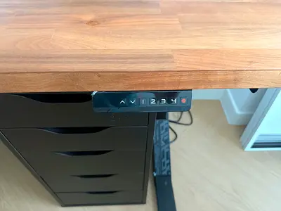 Electric Height Adjustable Standing Desk – Large Solid Wood Top