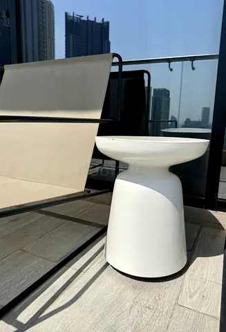 White Garden or Patio Stool Side Table