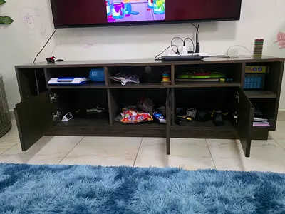 Modern Dark Wood TV Unit with Storage